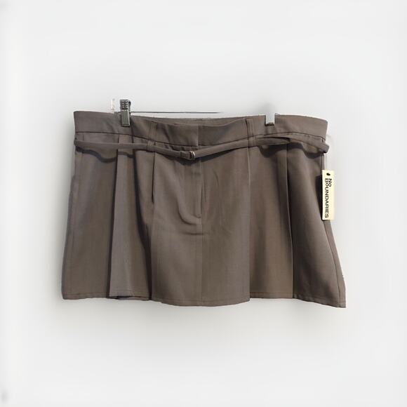 No Boundaries Womens XXL Belted Prep Pleated Mini Skirt Grey Gray Mid Rise Y2K - Picture 1 of 7